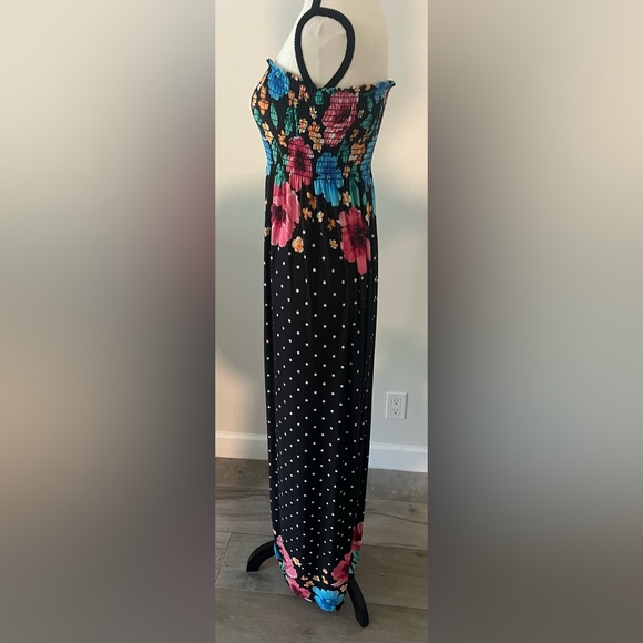 Italian Polka Dot Floral Maxi dress size S/M - Picture 4 of 7